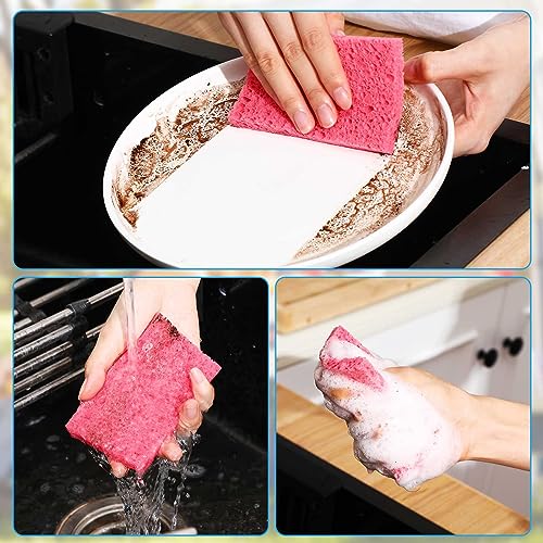 Zhengmy 200 Pieces Sponges Bulk Sponges Kitchen Compressed Sponge Natural Dish Sponge Compressed Wood Pulp Cleaning Without Scratching for Kitchen Bathroom, 3.9 x 2.4 x 0.12 Inch (Multicolor) - color: Multicolor
