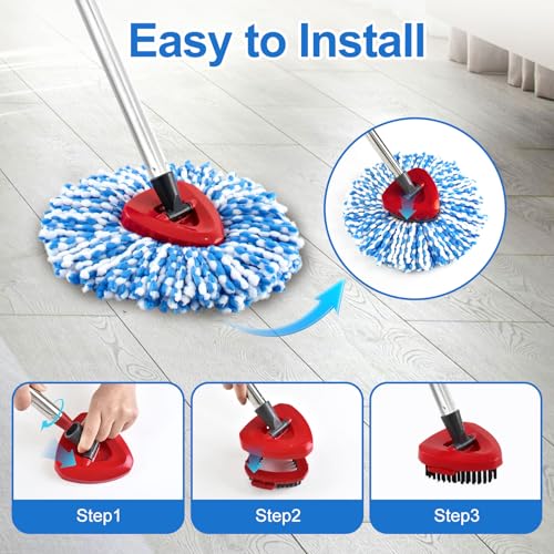 Mop Replacement Heads for O Cedar RinseClean 2 Tank System,2 Microfiber Mop Head Refills,1 Scrubber mophead and 1 Mops Base Combo Set for O-Cedar 2 Tank,MOp Replace Heads for Wet/Dry Floor Cleaning - size: for Ocedar 2 Tank
