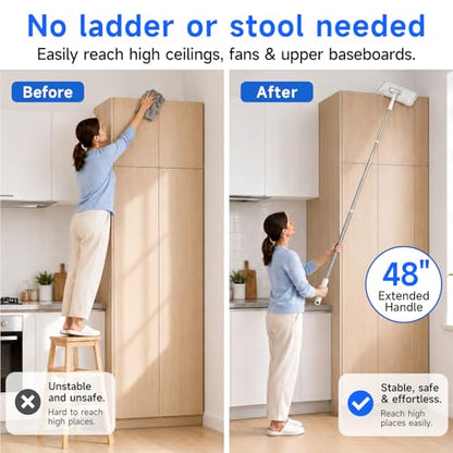 48" Mini Swifter Mop – Hands-Free Quick-Clamp Lazy Mop, with 5 Reusable Cloths, Small Head for Spot Cleanups – Easy Sweeping Floor Dust, Pet Hair, Best Complementary Tool - size: 48in Long Handle Mini Mop with 5 Reusable Cloths