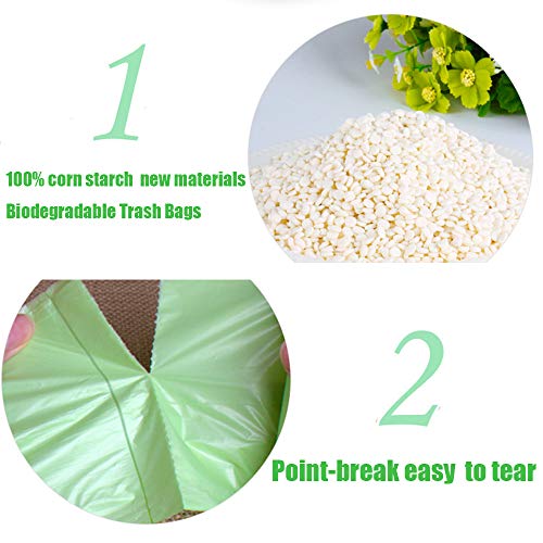 Trash Bags Biodegradable, Strong Rubbish Bags, Trash bags Recycling & Degradable Garbage Bags, Compostable Bags (Green, 13 Gallon) - size: 13 Gallon, 60 Count (Pack of 1)