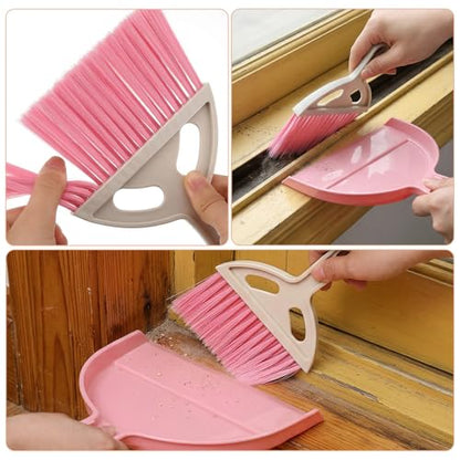 12 Pack Mini Broom with Dustpan Combo Set, Small Broom and Dustpan Set for Desk, Table, Car, Keyboard, Countertop, Pet Nest - 3 Colors (Blue, Green, Pink)