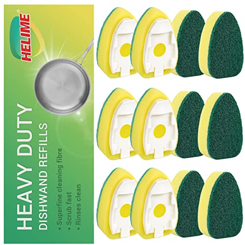 Dishwand Refills Sponges Heads - Non Scratch Dish Wand Refill Replacement, Heavy Duty Scrub Dots Brushes Dispenser, Soap Dispensing Scrubbers, Dishwashing Cleaner Supplies Kitchen Sink Dishwasher Tool - size: 12Pack