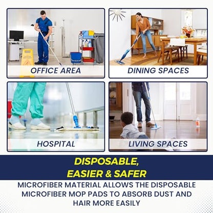 Microfiber Disposable Mop Pad for All 16-18'' Hook & Loop System Mop, Wet Dry Cleaning Pad Compatible with Bona,Rubbermaid,Turbo,Norwex (50 Pack) - color: 18 In, 50 Pack