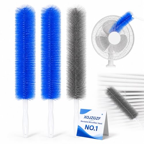 Bendable Microfiber Head, Reusable Dust Remover, High Ceiling Fan Cleaning Brush, Long Damp Duster for Cobweb, Air Conditioner Cleaner, Car Ac Vent Brushes, Blind Washable Dusters Kit Tool(3*Mixed) - color: 3*mixed