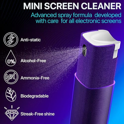 IO CLEAN Mini Screen Cleaner Spray – Finger Proof Screen Cleaner for Smartphones, iPads, MacBooks, Laptops, Car Screens, Touchscreens – 3in1 Mist Cleaner, Microfiber Cloth and Protective Cover (Red) - color: Red