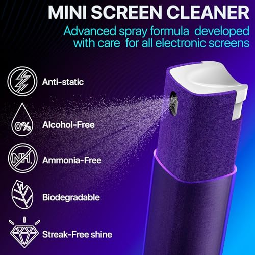 IO CLEAN Mini Screen Cleaner Spray – Finger Proof Screen Cleaner for Smartphones, iPads, MacBooks, Laptops, Car Screens, Touchscreens – 3in1 Mist Cleaner, Microfiber Cloth and Cover (Navy Blue) - color: Navy blue
