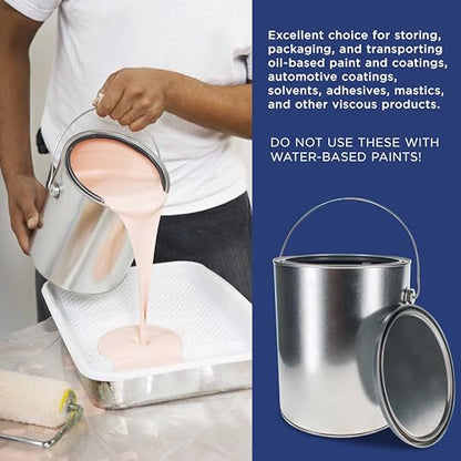 Master Elite 1 Gallon Unlined Empty Metal Paint Can Bucket with Lid, Bail Handle - Triple Tight Seal, 128 fl. oz. Steel Coating Storage Container Tin - Store Leftover Oil-Based Paint, Automotive, Art - size: 128-Fl Oz (Pack of 1)