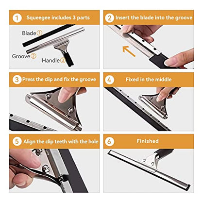 Squeegee Replacement Silicon Rubber Blade for Shower Doors, Window, Glass Cleaning, 41 Inch - color: Black