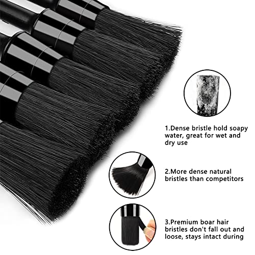 HMPLL 9pcs Auto Car Detailing Brush Set/ Interior Cleaning Kit Includes 5 Soft Premium Detail Brush, 3 Wire Brush & 1 Vent Cleaning Brush for Cleaning Interior, Dashboard, Engines, Leather, Wheel - color: black