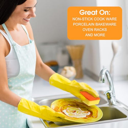 Tioncy 100 Pcs Individually Wrapped Sponges Bulk Kitchen Orange Non Scratch Scrub Sponges Dual Sided Cleaning Scrubber for Household Washing Dishes, Pots, Pans, Sinks, Stoves, Appliances, Car, Bike - color: Orange
