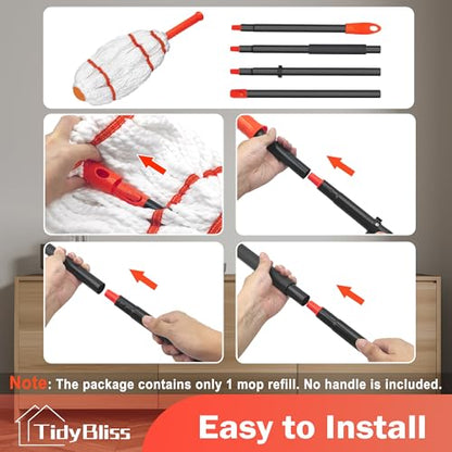 Self Wringing Twist Mop Head Replacement for Floor Cleaning, Washable Microfiber Cotton String Mop Refills with Scouring Pad for Hardwood, Tile, Bathtub, Kitchen - size: 17.72 inches
