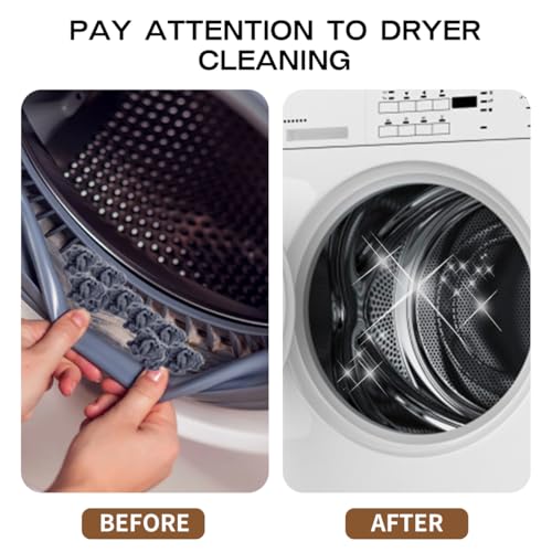 2 Pack Dryer Vent Cleaning Brush Kit: 16.5" Heavy-Duty Lint Removal Tool, Refrigerator Coil & Crevice Cleaner Brush for Stubborn Lint Trap Dust and Pet Hair