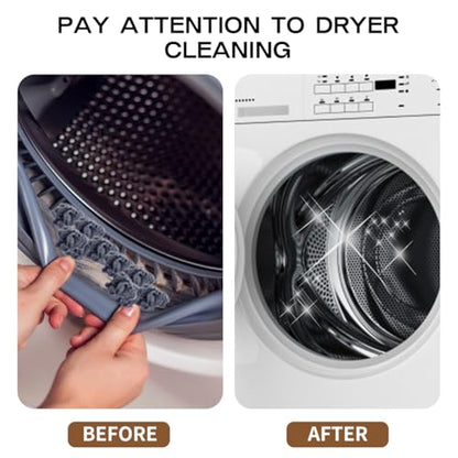 2 Pack Dryer Vent Cleaning Brush Kit: 16.5" Heavy-Duty Lint Removal Tool, Refrigerator Coil & Crevice Cleaner Brush for Stubborn Lint Trap Dust and Pet Hair