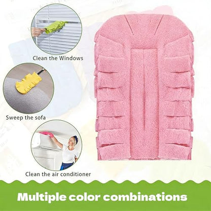 7-Piece Reusable Chenille Microfiber dust Duster, Washable Microfiber Chenille Dusting Pads, Suitable for Home, Blinds, Cars, Pets, Furniture, Fans, and More (Handle Included)