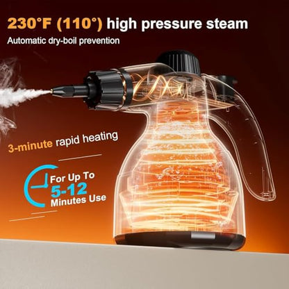 Handheld Steam Cleaner: Multi-Surface Steamer with 10 PCS Accessories Pressurized Natural Steam Cleaner for Home Cleaning Dirt, Grease, Grout, Tile, Floor, Couch and Car-Yellow