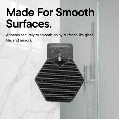 TOOLETRIES Arnold Silicone Shower Hook, Adhesive Hooks for Inside Shower, Waterproof Bathroom Organizer for Scrubbers, Loofahs, Towels & Bathroom Accessories, Removable & Reusable - Charcoal