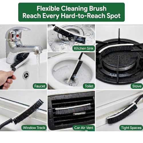 4-Piece Deep Cleaning Brush Set – 3 Slim Crevice Brushes & 1 Long Flexible Appliance Brush – Heavy Duty Scrub Tools for Window Tracks, Grout, Dryer Vents, and Tight Spaces - size: 4pack