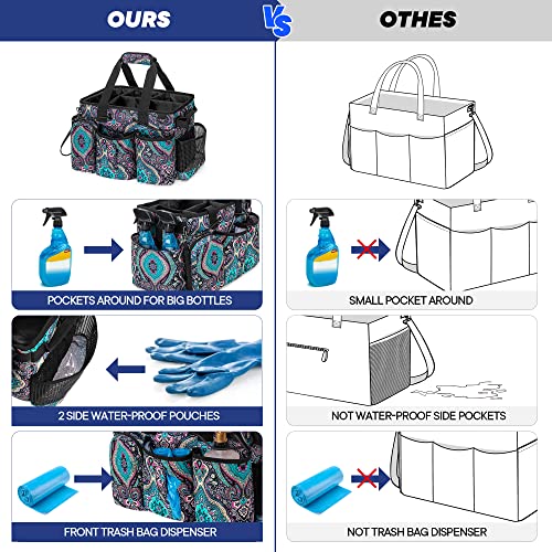 LoDrid Large Professional Cleaning Caddy with Detachable Divider, Supply Organizer with Handle and Shoulder Strap, Cleaning Bags for Housekeepers & Cleaners, Totem - color: Totem