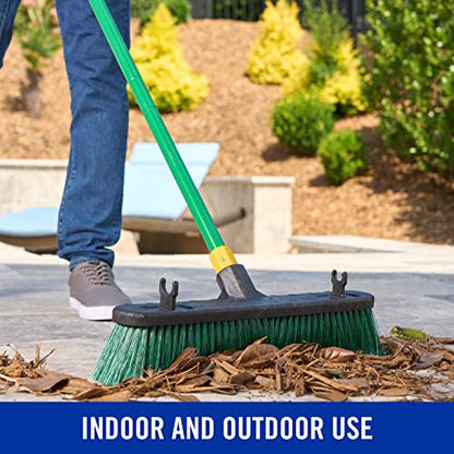 Quickie Bulldozer 18-Inch Multi-Surface Push Broom, Green, Heavy-Duty with Swivel Hang-Up Feature, Perfect for Indoor and Outdoor Cleaning, Sweeping Sidewalks & Warehouses - size: 18 Inch, style: Multi Surface