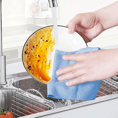 Eforcase Cleaning Towels Disposable Dish Cloths Microfiber Reusable Handy Cleaning Wipes Multi-Purpose Towel Roll Reusable Cleaning Cloths House Kitchen Cleaning Cloth Wiping Dishcloths,20 Count - color: Orange