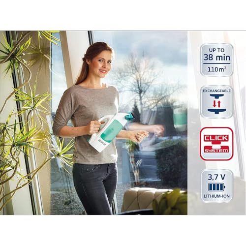Leifheit Dry & Clean Window Vacuum Cleaner Kit, Up to 35 Mins Power, Battery-Powered Electric Cleaner