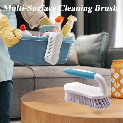 Heavy Duty Scrub Brush with Comfort Grip Handle – Stiff Bristles for Deep Cleaning – Bathroom, Tile, Grout, Sinks, Floors – Durable Cleaning Brush for Tough Stains & Soap Scum