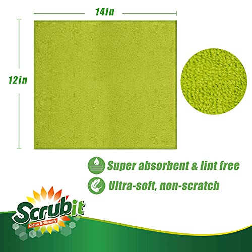 SCRUBIT Microfiber Cleaning Cloth - 8PK- Super Soft Cloths for Kitchen, Car, Windows - 12x14 in. Lint Free Towels