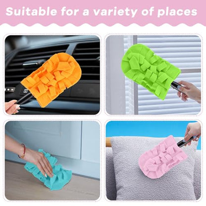 Zubebe 12 Pcs Duster Refill Reusable Fleece Duster Refills Feather Flat Dusters Multi Surface Washable Cleaning Pads Tools for Home, Blinds, Car, Pet, Furniture, Fans (Candy Color) - color: Candy Color
