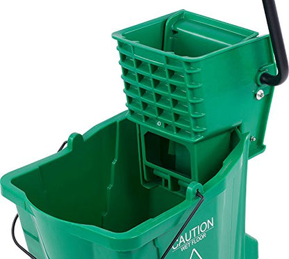 SPARTA Commercial Mop Bucket with Side Press Wringer, Floor Cleaning Essentials for Commercial and Home Use 26 Quart Capacity, 1 Count, Green - color: Green