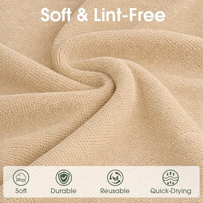 Microfiber Cleaning Cloth Roll - 100 Pack Tear Away Microfiber Paper Towels, Reusable, Washable, Scratch-Free, Kitchen Towels for Car, Home, Kitchen, Glass, Dishes (Wheat Beige) - color: Wheat Beige