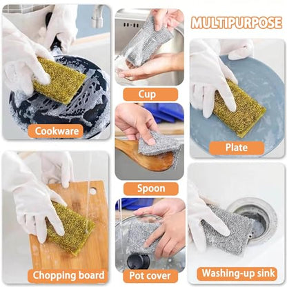 Dish Sponges Kitchen Scrubber - 6 Pack Non Scratch Steel Wool Scrubber Esponjas para Lavar Platos Multipurpose Thickened Sponges for Cleaning Dishes, Pans, Pots