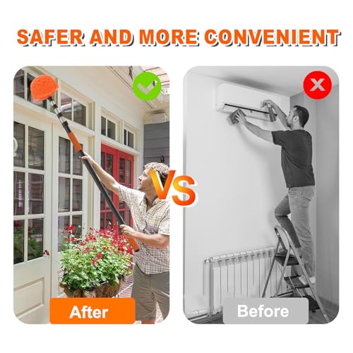 SISUPASSIE 20FT Reach Cobweb Duster with Extension Pole, High Ceiling Long Duster with 3-12FT Telescoping Pole, Spider Web Brush for Indoor Outdoor Use - size: 12FT