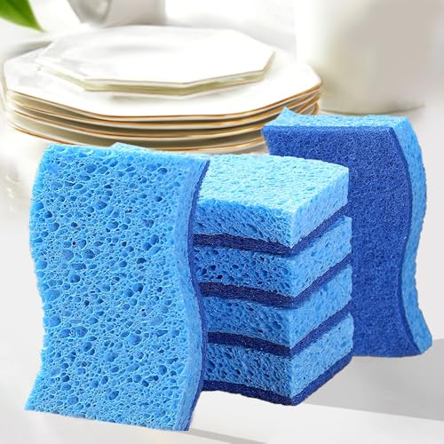 4 Pack Non-Scratch Scrub Sponges, Long Lasting Heavy Duty Kitchen Cleaning Sponges, Kitchen Sponges for Cleaning Home, Dishes and Bathroom & More