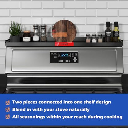 STUTOV 30" Magnetic Stove Top Shelf – Black Spice Rack with Red HOME Design – Seasoning Organizer for Back of Stove – Over Stove and Kitchen Storage Shelf - color: Black with Red HOME