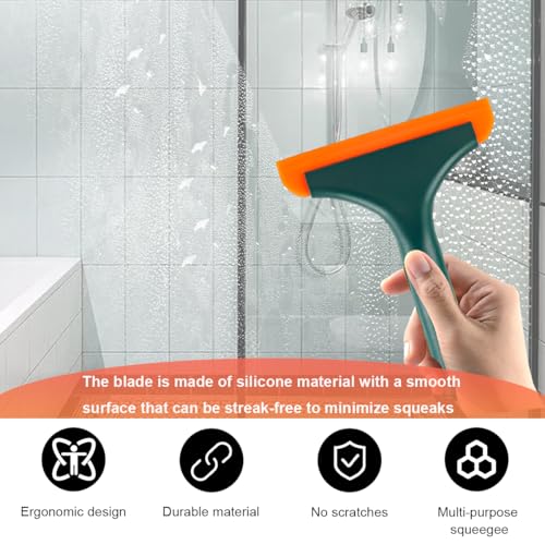 KVAEY Small Silicone Window Squeegee, 5.9 Inch Car Windshield Water Blade Squeegee with Non-Slip Handle, All-Purpose Cleaning Squeegee for Car Windshield, Window, Mirror (Black Green) - color: Black Green