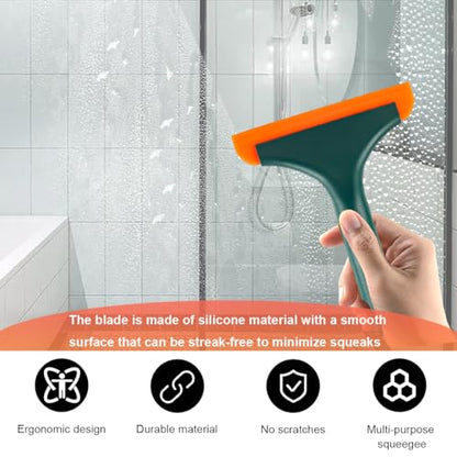 KVAEY Small Silicone Window Squeegee, 5.9 Inch Car Windshield Water Blade Squeegee with Non-Slip Handle, All-Purpose Cleaning Squeegee for Car Windshield, Window, Mirror (Black Green) - color: Black Green