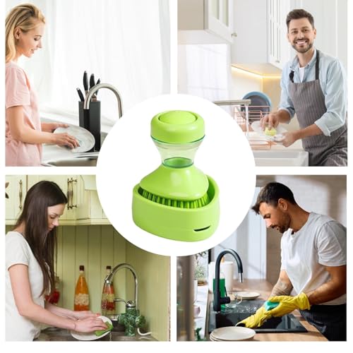 Dish Brush - Soap Dispenser Scrubber | Dishwasher Brush with Built-in Soap Dispenser and Holder, Ideal for Cleaning Pots, Pans, Sinks, Stoves, Utensils