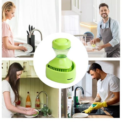 Dish Brush - Soap Dispenser Scrubber | Dishwasher Brush with Built-in Soap Dispenser and Holder, Ideal for Cleaning Pots, Pans, Sinks, Stoves, Utensils