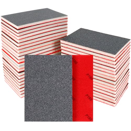 24 Pcs Sanding Sponge 180 Grit, Washable & Reusable Sanding Blocks for Wood, Metal, Drywall, Glazing, Wet Dry Sandpaper for Smooth Finishing - color: 180g, size: 24 Pcs