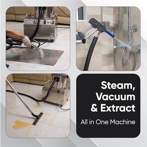 Dapper Supply Commercial Steam Cleaner with Wet/Dry Vacuum, Carpet & Upholstery Extraction, HEPA Filtration, 2 Gal Tank, up to 230°F, for Tile, Grout, Kitchens & Auto Detailing - size: 2.5 Gal