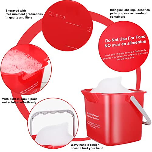 Roshtia 6 Pcs 3 Quart Cleaning Bucket Small Sanitizing Square Bucket Detergent Pail for Home Commercial Restaurant Kitchen Office School(Green, Red) - color: Green, Red