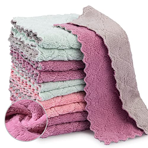 Bessrung 20 Packs Kitchen Cloth Dish Towels, Nonstick Oil Fast Drying Washcloths, Premium Dish Cloths for Kitchen, Car, Bathroom Cleaning, Reusable Highly Absorbent Cleaning Clothes, Mix-Colors - color: Multicolor