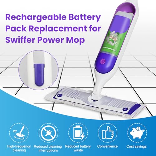 Bisenkud 1 Pack Rechargeable Battery Pack Replacement for Swiffer® Power Mop™, 2000mAh Lithium Ion Battery Holder with Charging Port （500 Cycles, 3 Years）