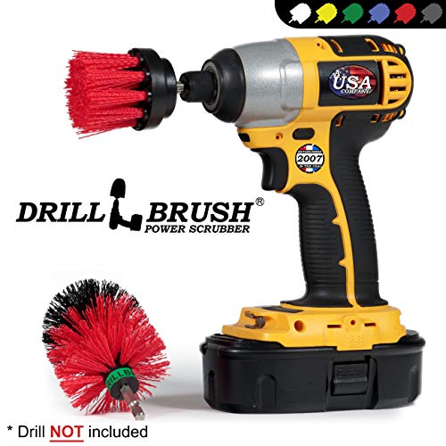 2 Piece Outdoor Cleaning Scrub Brushes - Siding Cleaning Brush Set - Brick and Stone Scrubbing Tools Set - Fireplace Cleaning Brushes - Deck and Patio Scrubbing Tools - Gutter Cleaning Tools for Home - color: Red