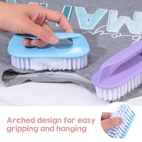 Scrub Brush 12-Pack Heavy Duty Multi-Purpose Cleaning Brushes with Stiff Bristles, 4 Colors (Purple Pink Blue Green) for Floor Laundry Bathtub Sink Tile & Household Surfaces