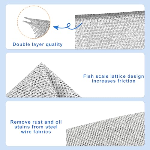 20 Pack Reusable Steel Wire Scrub Cloths, Heavy-Duty Double-Layer Cleaning Pads for Kitchen, Dishes, Oven & Sink - color: 20 Pairs of Double-layer Cloths