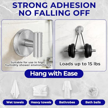 Suction Cup Hooks for Shower Heavy Duty, Shower Hooks No Drill, Shower Hooks for Inside Shower Stainless Steel, Suction Hooks for Window, Glass, Tile, Wall, Loofah, Bath Robe, Wreath, Silver 4 Pack - color: Silver