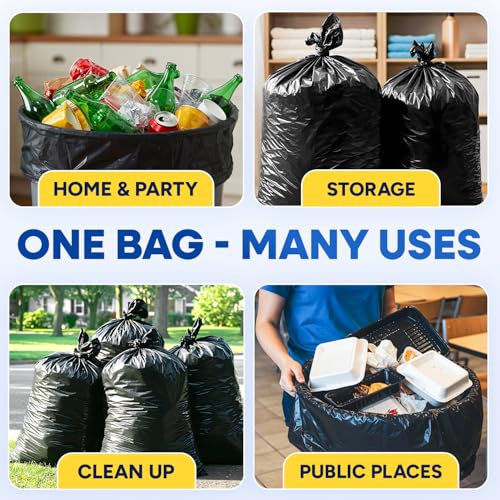 Plastic Prince 37" x 50" 55 Gallon 2 Mil Black Trash Bags, 10 Rolls of 10 Bags Total of 100/Case - style: 2 Mil