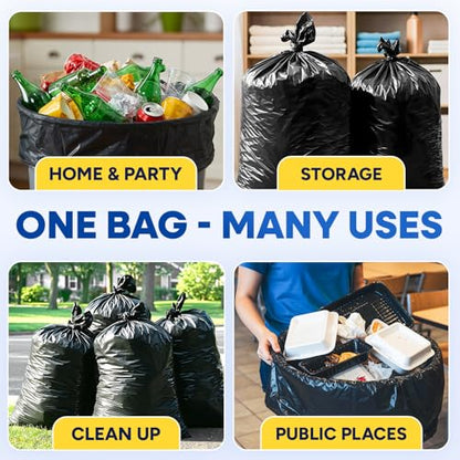 Plastic Prince 37" x 50" 55 Gallon 2 Mil Black Trash Bags, 10 Rolls of 10 Bags Total of 100/Case - style: 2 Mil