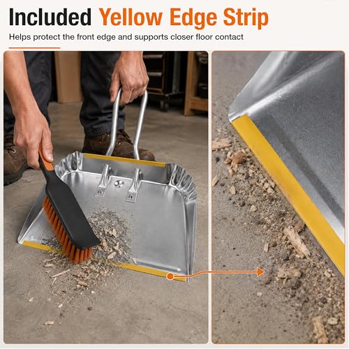 3-Pack 17" Heavy Duty Metal Dust Pans, Wide Dustpans for Household, Easy to Assemble - size: 3 Count (Pack of 1)
